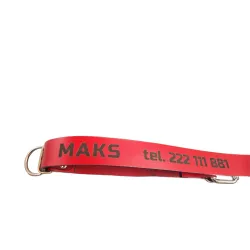 Skórzana obroża zaciskowa z Twoim napisem - czerwona