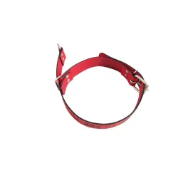 Skórzana obroża zaciskowa z Twoim napisem - czerwona