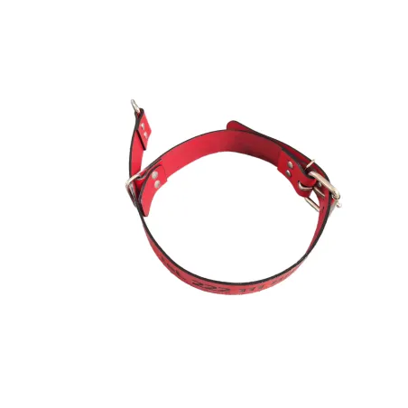 Skórzana obroża zaciskowa z Twoim napisem - czerwona
